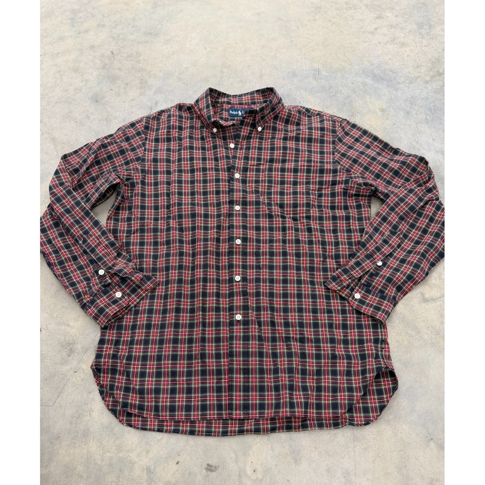 Ralph Lauren Flannel Shirt Mens XL Multicolor Plaid Button Front Casual Work